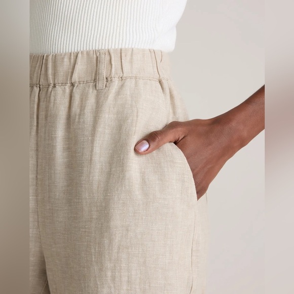 Quince European Linen Pants XL Flax Cream Lagenlook Minimal Beach Ankle Pant - Picture 2 of 11